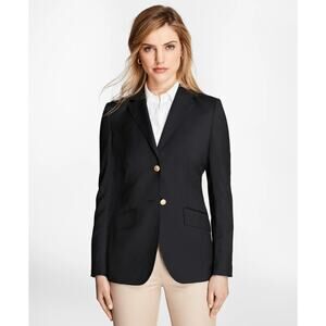 Brooks Brothers 346 Loro Piana Navy Wool Two-Button Blazer Ladies Size 16